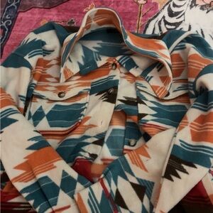 Tribal Print Button-Up Jacket